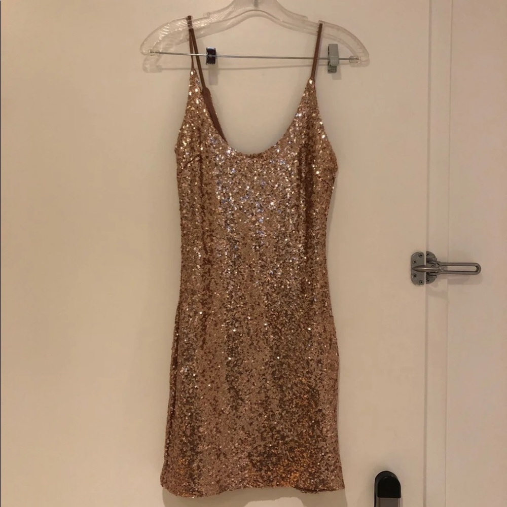 Fashion Nova Gold Sequin Dress